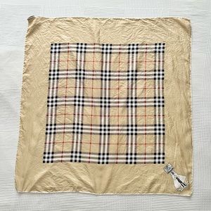 Vintage very large Burberry silk scarf authentic